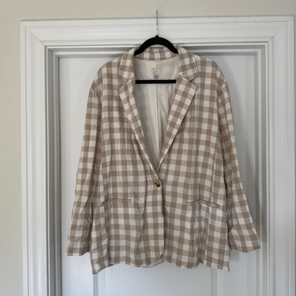 TAN GINGHAM BLAZER - Picture 1 of 3